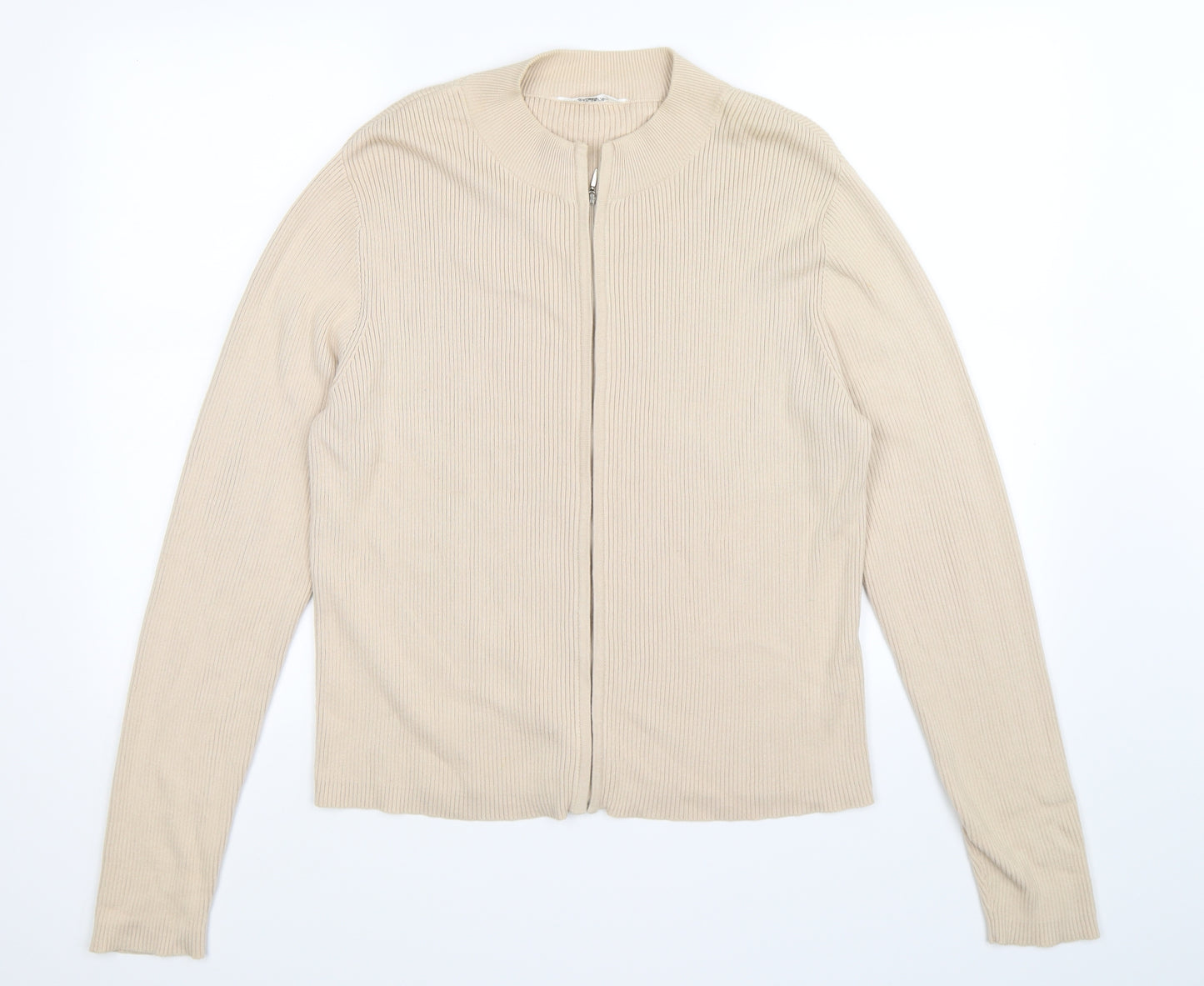 editions Womens Beige Striped  Full Zip Jumper Size 18