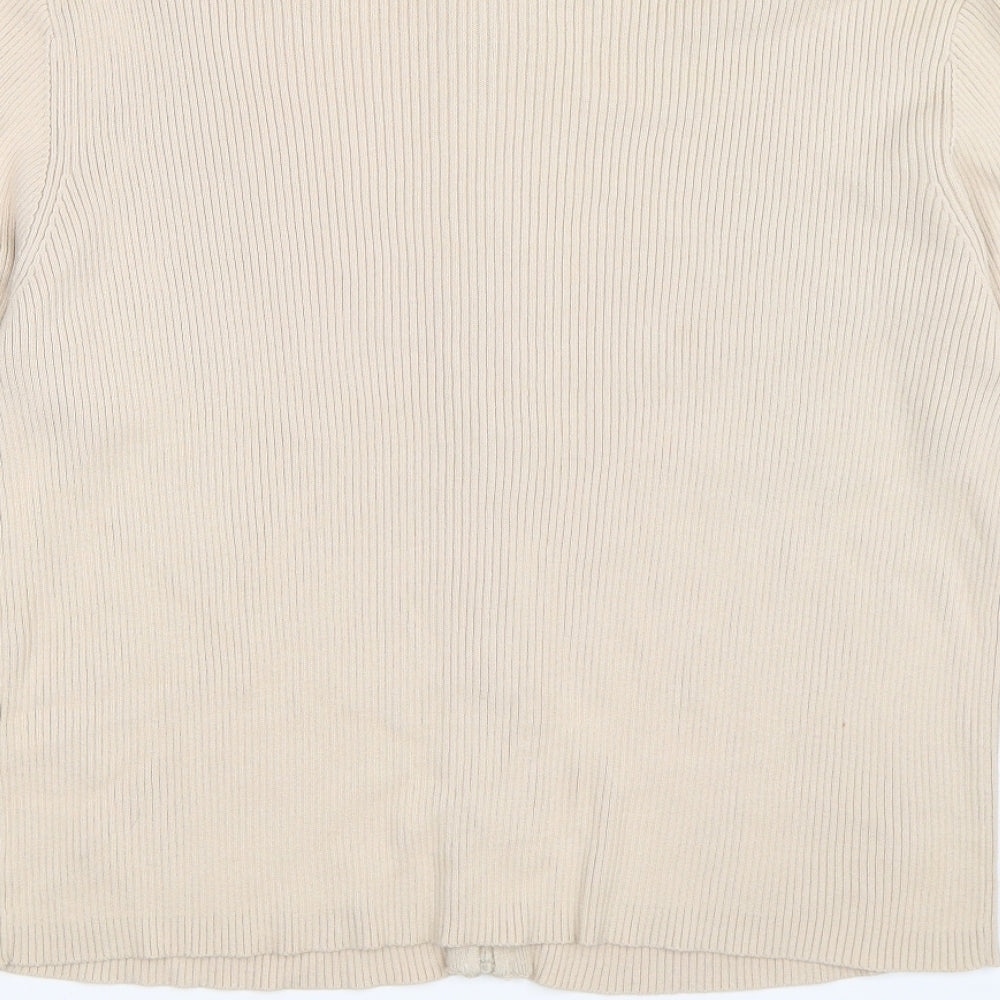 editions Womens Beige Striped  Full Zip Jumper Size 18