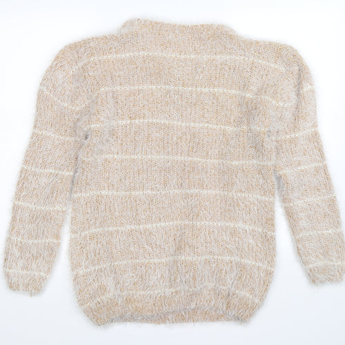 buisdaei Womens Beige Striped Knit Pullover Jumper Size XL