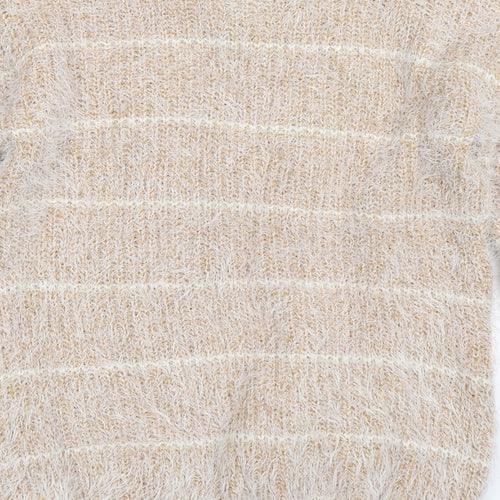 buisdaei Womens Beige Striped Knit Pullover Jumper Size XL