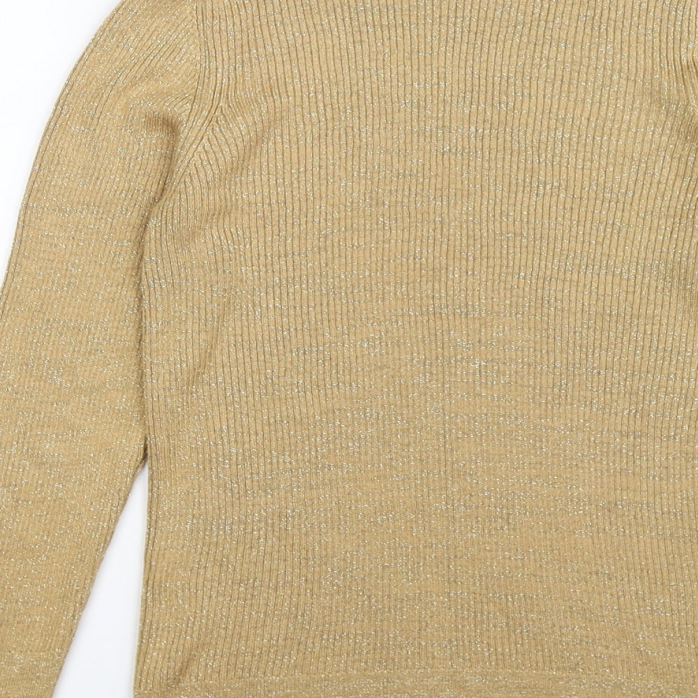 River Island Womens Gold  Knit Pullover Jumper Size 14