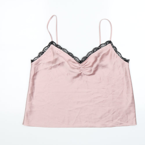 miss self Womens Pink  Satin Camisole Tank Size 16  - lace