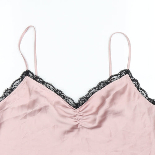 miss self Womens Pink  Satin Camisole Tank Size 16  - lace