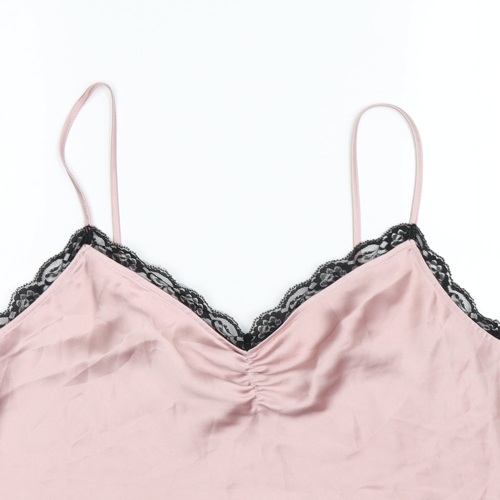 miss self Womens Pink  Satin Camisole Tank Size 16  - lace