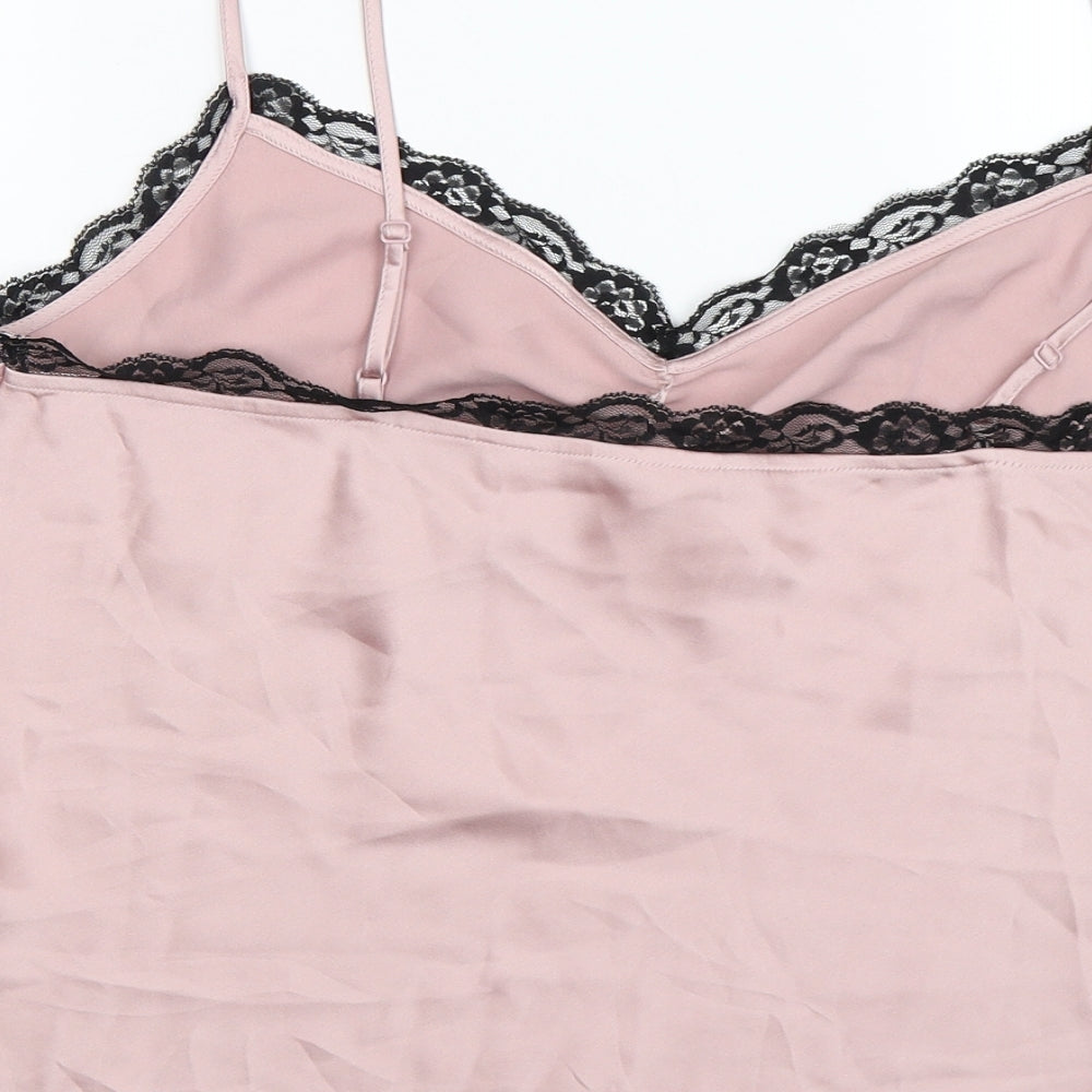 miss self Womens Pink  Satin Camisole Tank Size 16  - lace