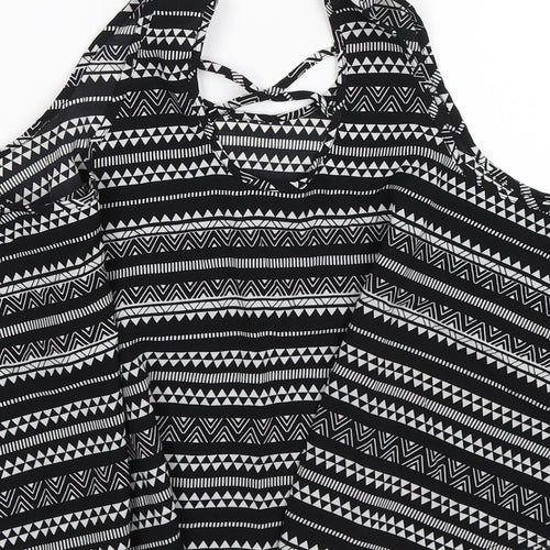 Young Dimension Girls Black Geometric Satin Basic T-Shirt Size 12-13 Years