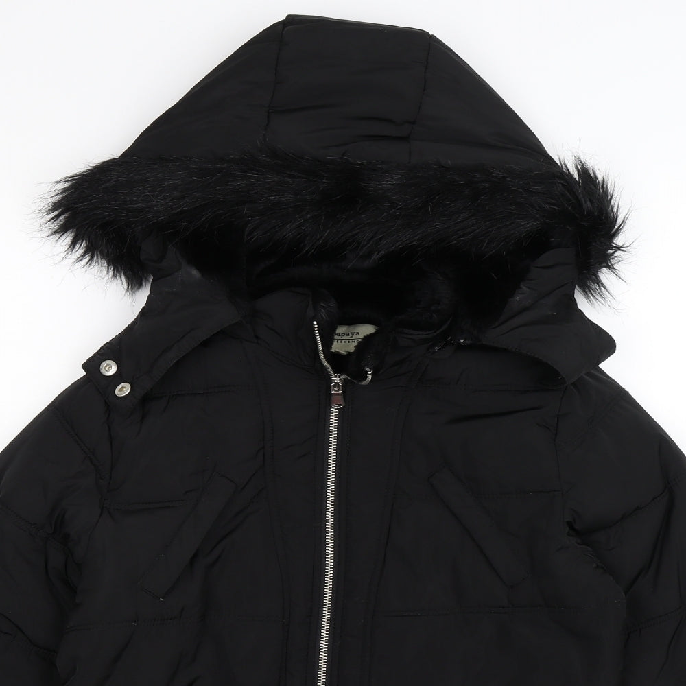 Papaya Womens Black   Parka Jacket Size 8