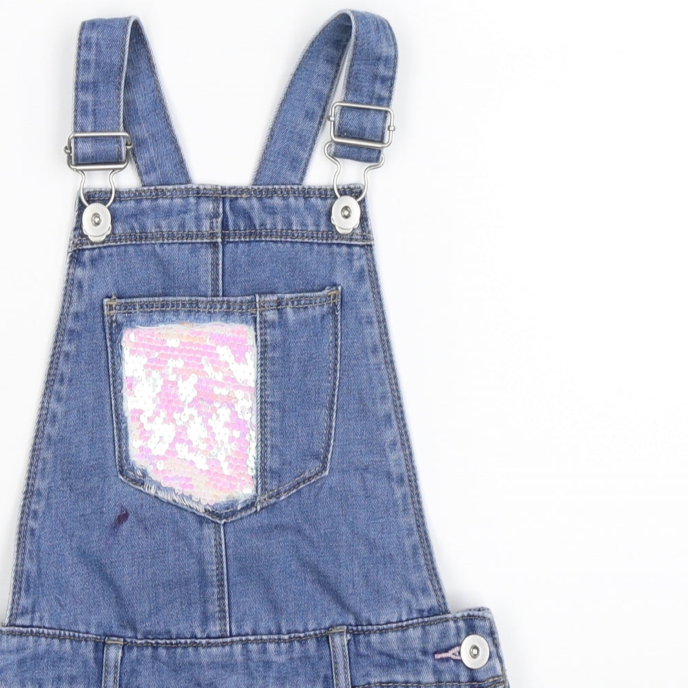 TU Girls Blue  Denim Dungaree One-Piece Size 8 Years