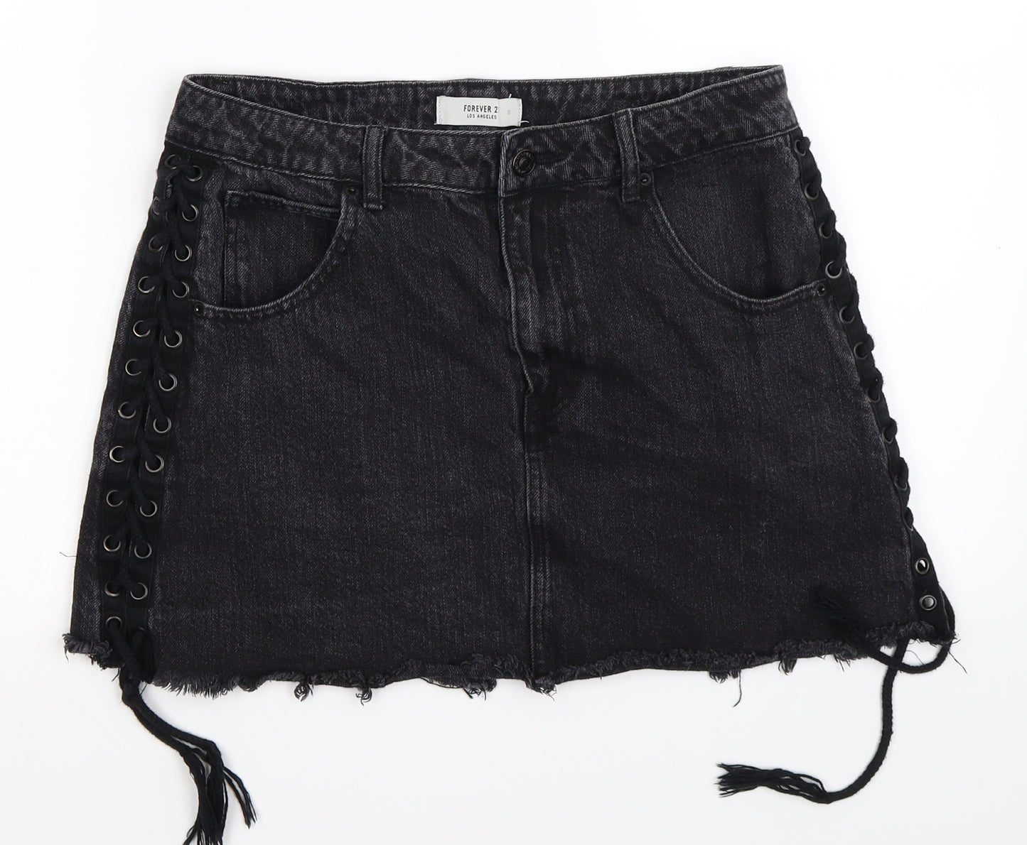 FOREVER 21 Womens Black  Denim Skater Skirt Size S