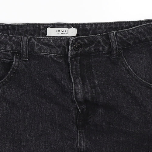 FOREVER 21 Womens Black  Denim Skater Skirt Size S