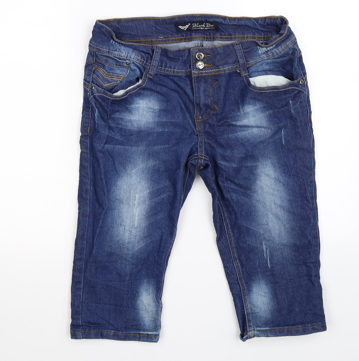 black bat Womens Blue  Denim Cut-Off Shorts Size 14