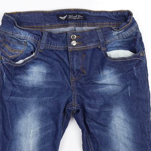 black bat Womens Blue  Denim Cut-Off Shorts Size 14