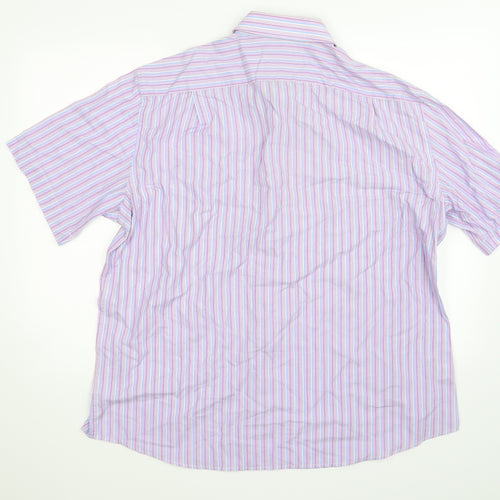 Marks and Spencer Mens Purple Striped   Button-Up Size 17.5