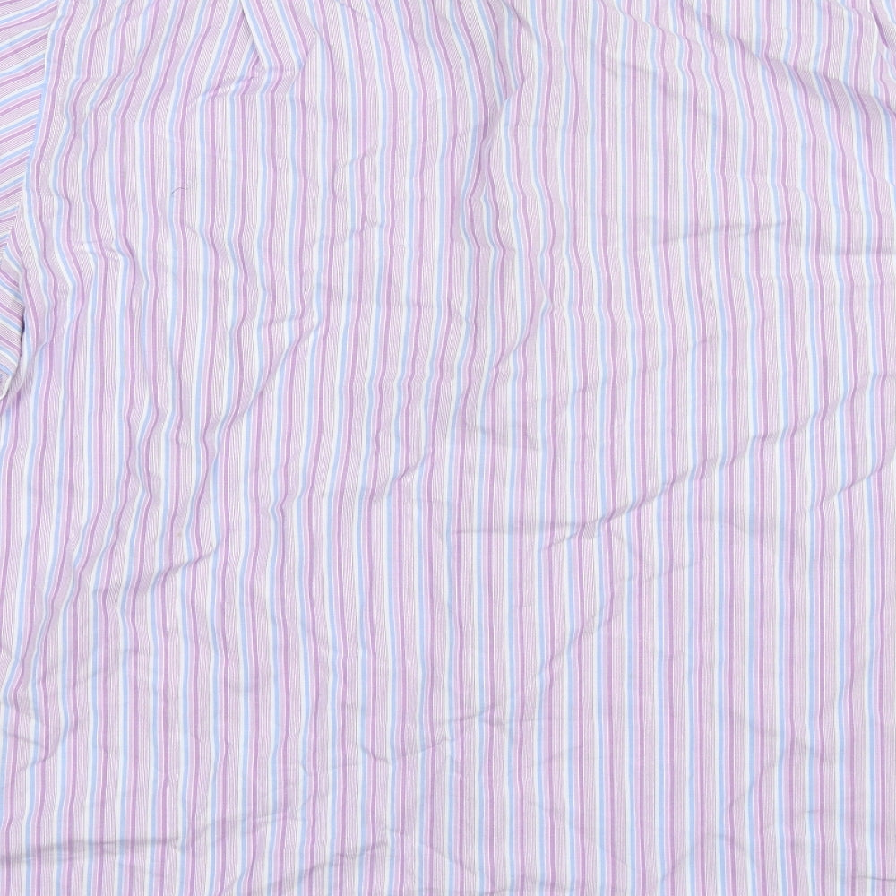 Marks and Spencer Mens Purple Striped   Button-Up Size 17.5