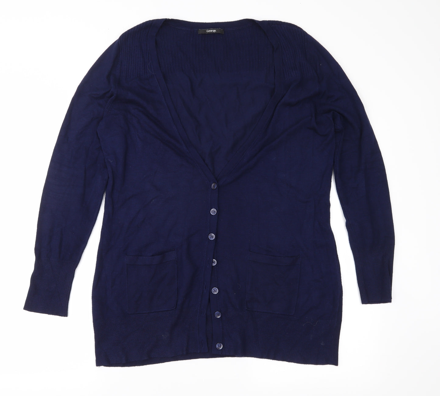 George Womens Blue  Knit Cardigan Jumper Size 16