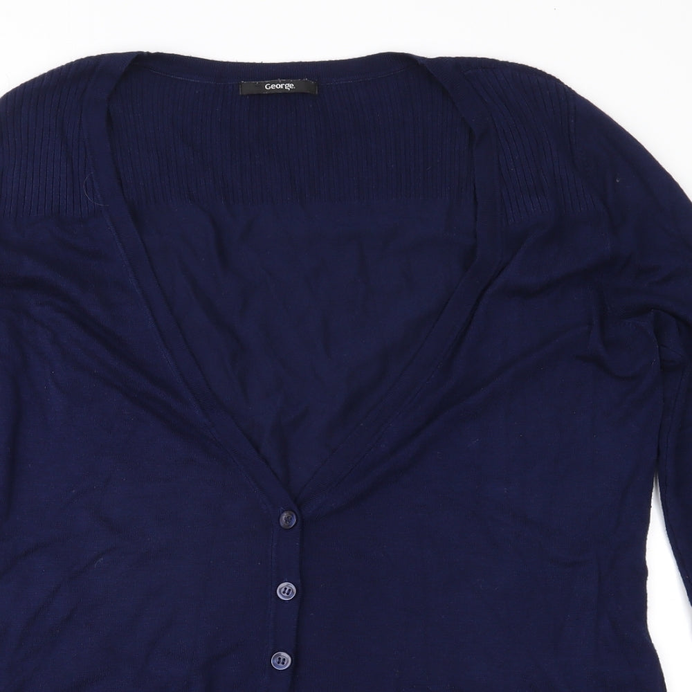 George Womens Blue  Knit Cardigan Jumper Size 16