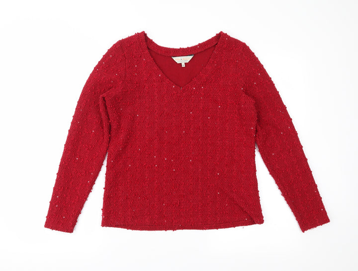 Dorothy Perkins Womens Red Knit Pullover Jumper Size 10