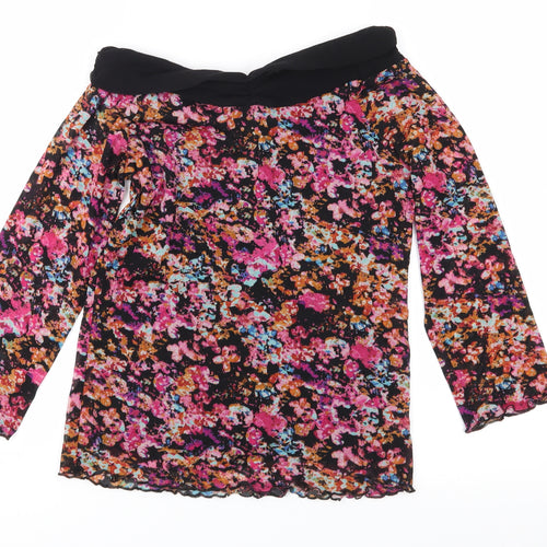 Per Una Womens Pink Floral Mesh Basic Blouse Size 14