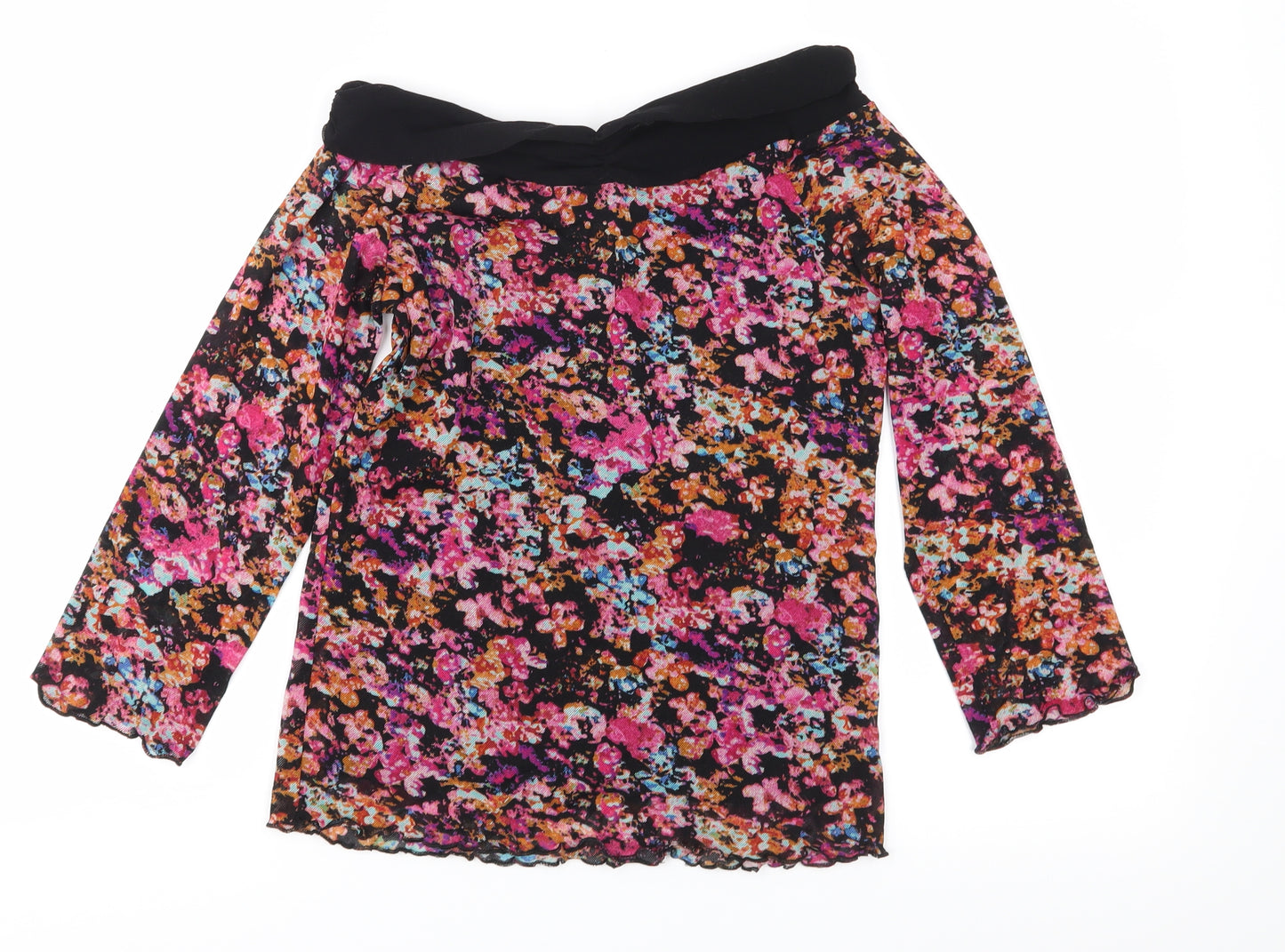 Per Una Womens Pink Floral Mesh Basic Blouse Size 14