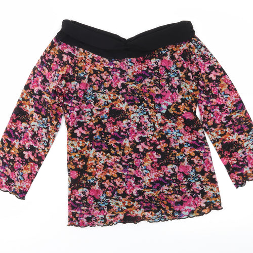 Per Una Womens Pink Floral Mesh Basic Blouse Size 14