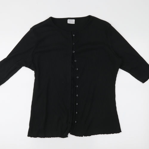 Agenda Womens Black  Knit Cardigan Jumper Size 12