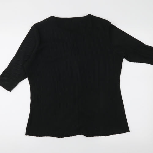 Agenda Womens Black  Knit Cardigan Jumper Size 12