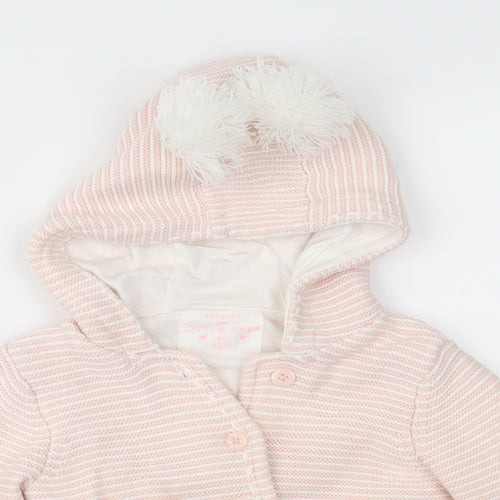 F&F Girls Pink Striped  Parka Jacket Size 9-12 Months