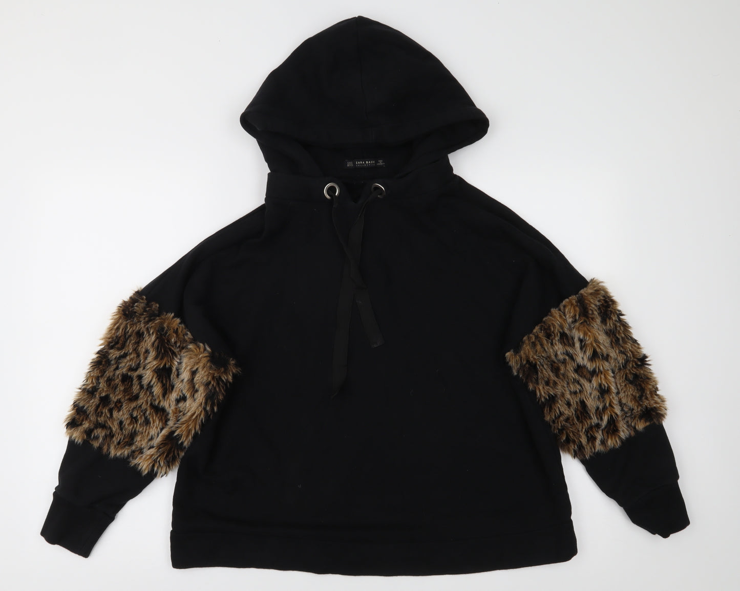 Zara Womens Black Animal Print  Pullover Hoodie Size M