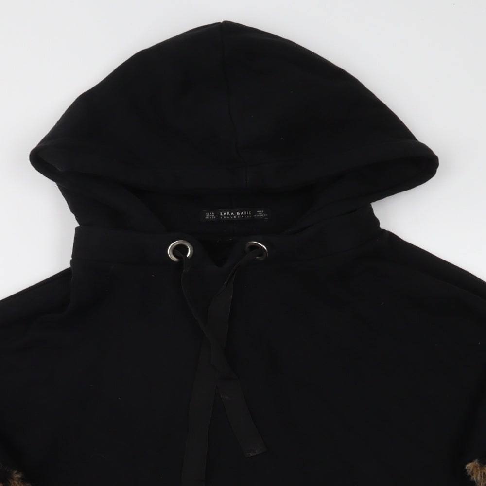 Zara Womens Black Animal Print  Pullover Hoodie Size M