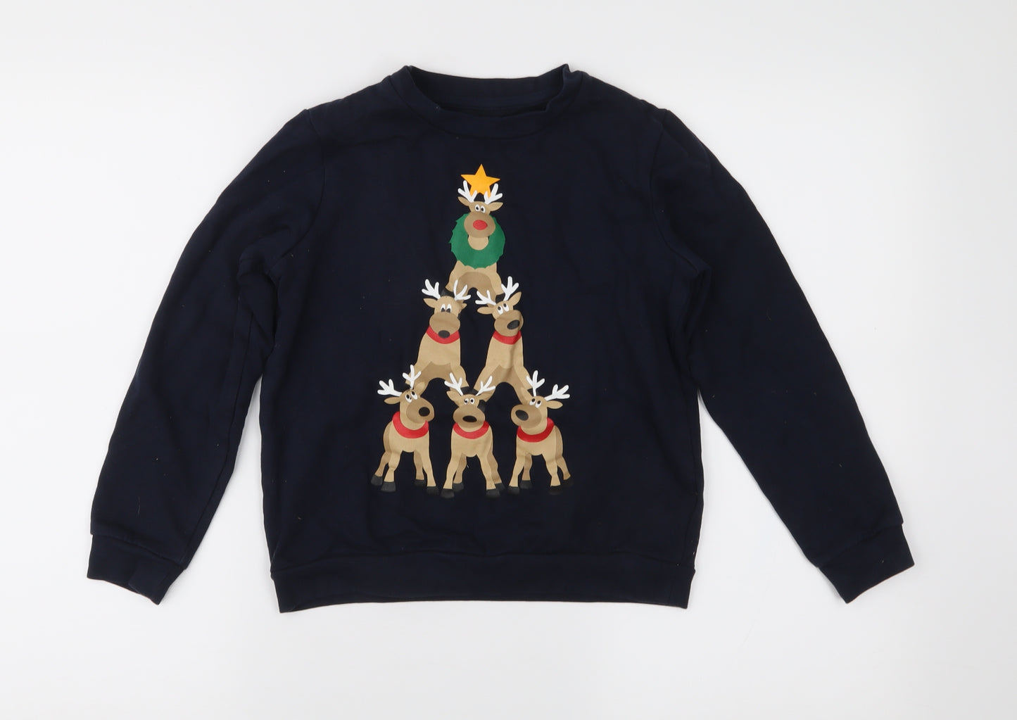 Lily & Dan Boys Blue   Pullover Sweatshirt Size 9-10 Years  - Rudolph Christmas