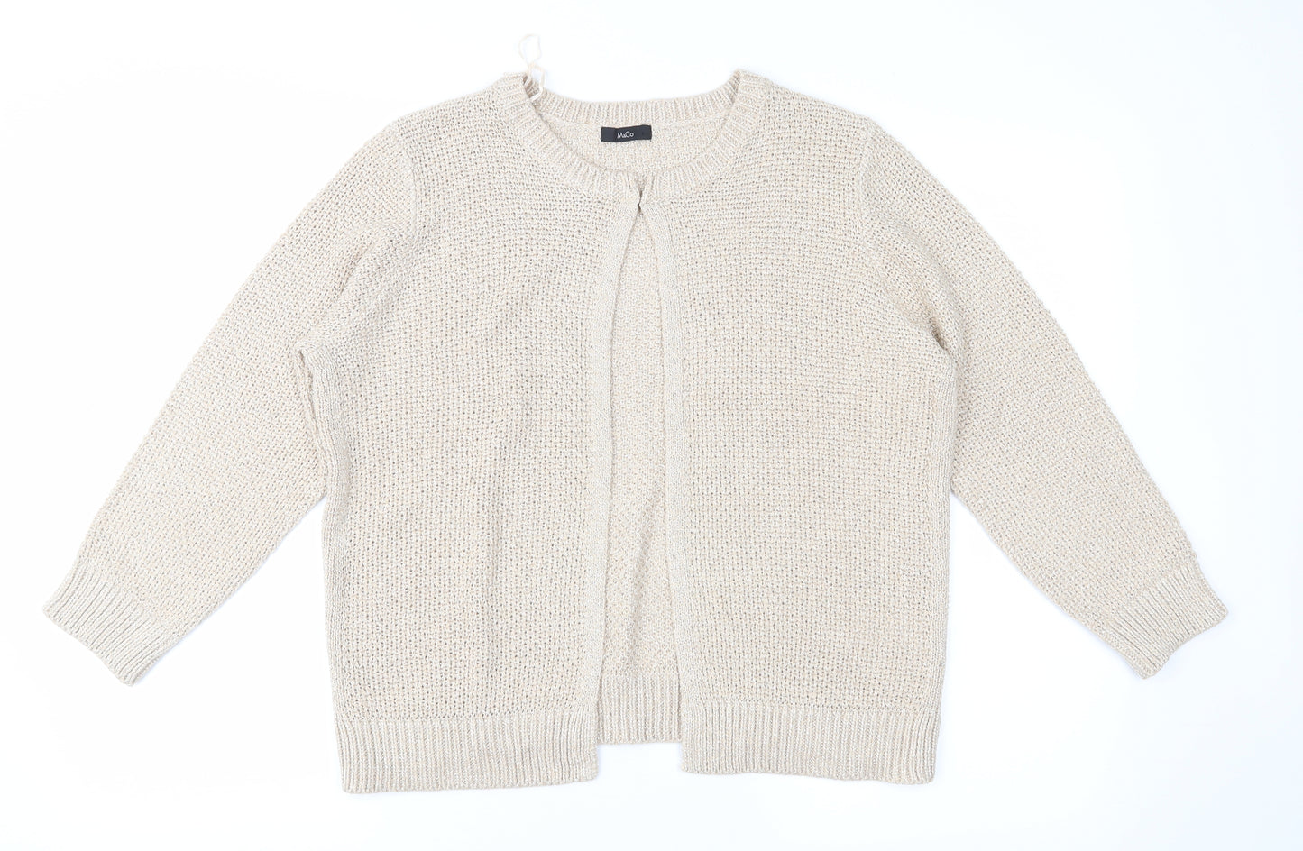 M&Co Womens Beige  Knit Cardigan Jumper Size 14