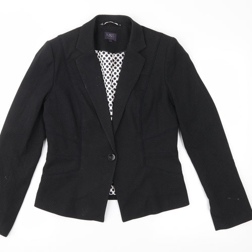 Marks and Spencer Womens Black Polka Dot  Jacket Suit Jacket Size 10