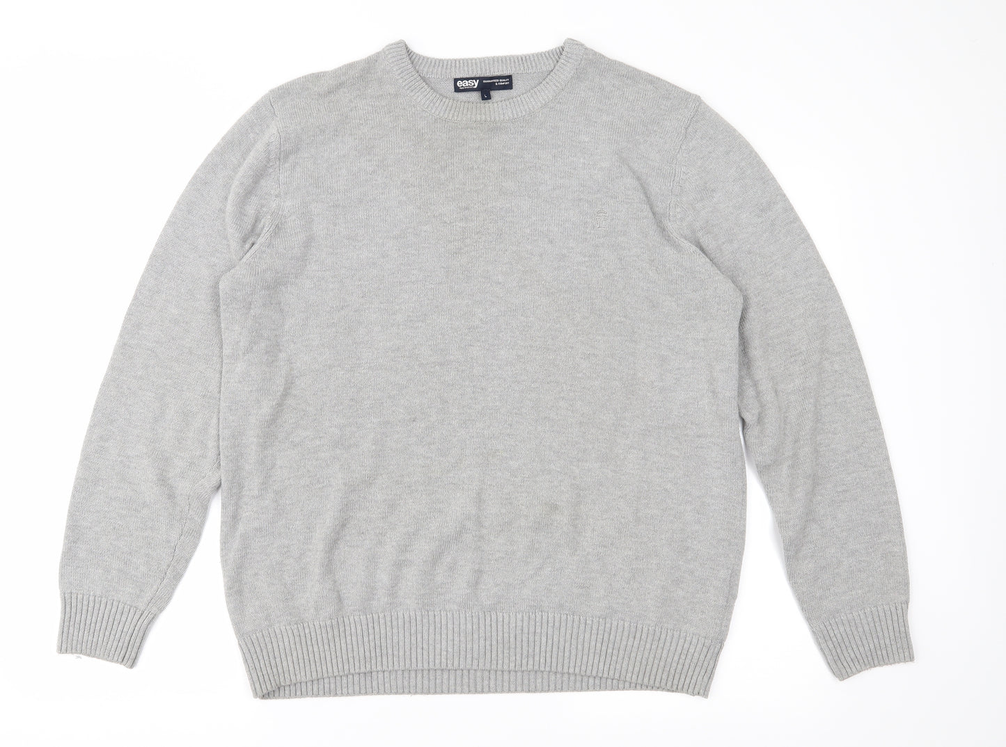 Easy Mens Grey  Knit Pullover Jumper Size L