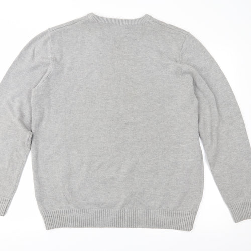 Easy Mens Grey  Knit Pullover Jumper Size L