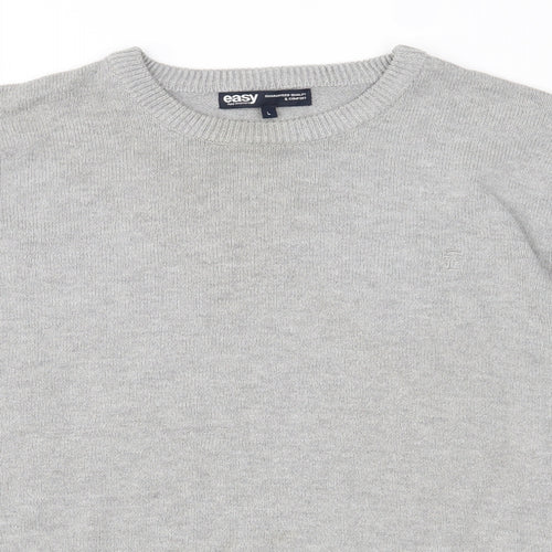 Easy Mens Grey  Knit Pullover Jumper Size L