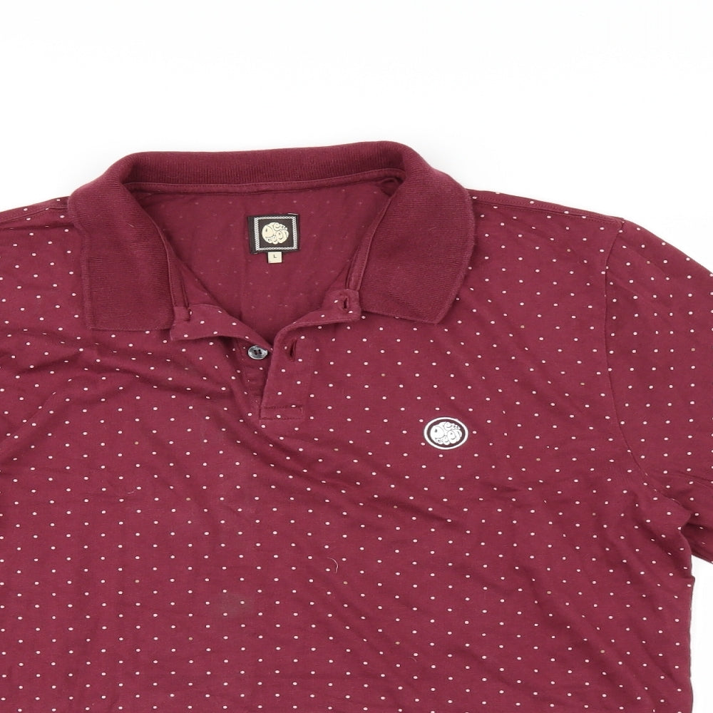 Pretty Green Mens Red Polka Dot   Polo Size L