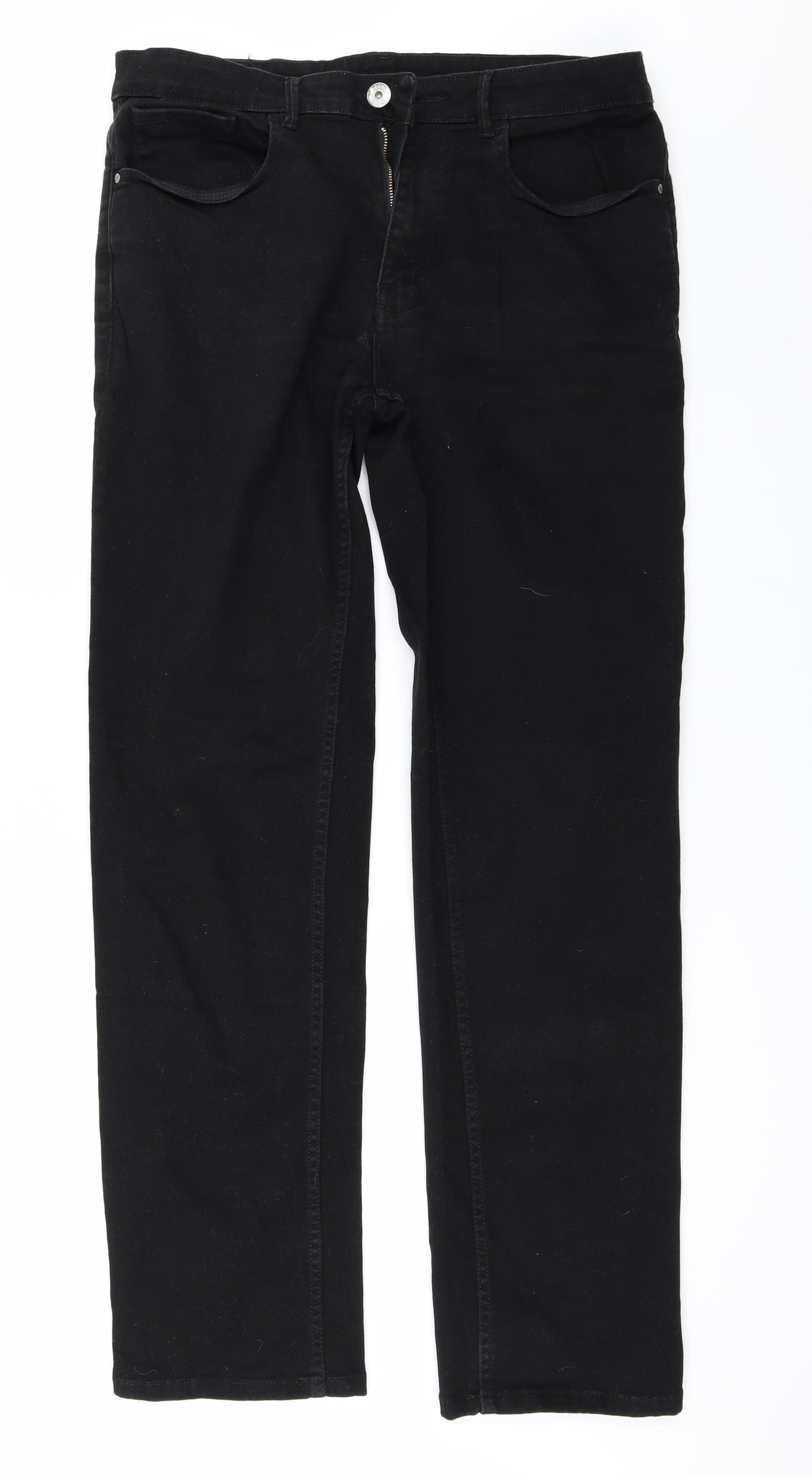 George Mens Black  Denim Straight Jeans Size 36 in L33 in