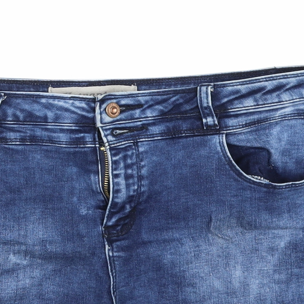 New Look Womens Blue  Denim Hot Pants Shorts Size 14