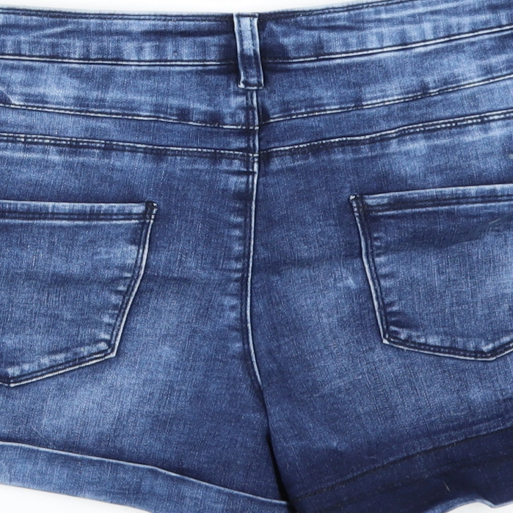 New Look Womens Blue  Denim Hot Pants Shorts Size 14