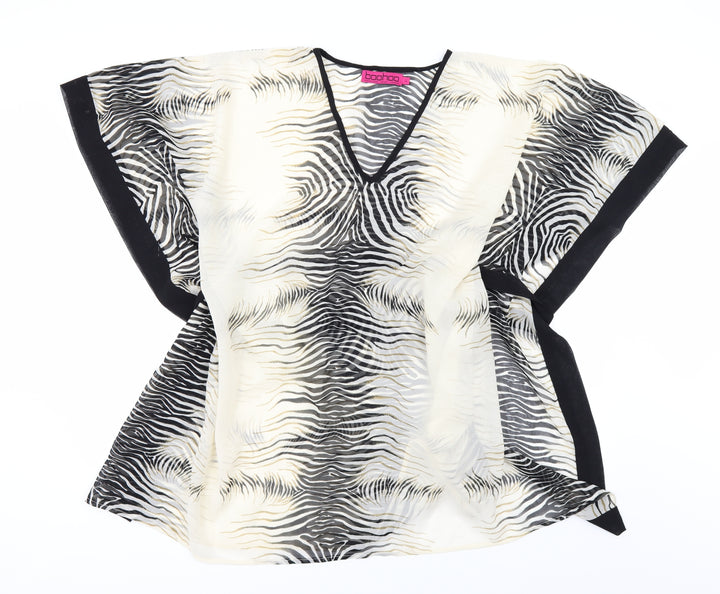 Boohoo Womens Ivory Floral  Tunic Blouse Size L  - OVERSIZED