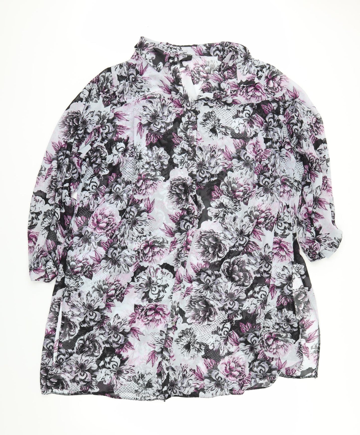 Preworn Womens Blue Floral  Tunic Blouse Size 26