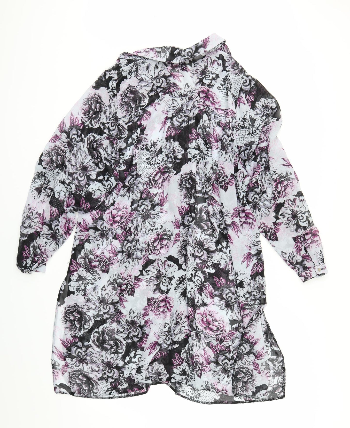 Preworn Womens Blue Floral  Tunic Blouse Size 26