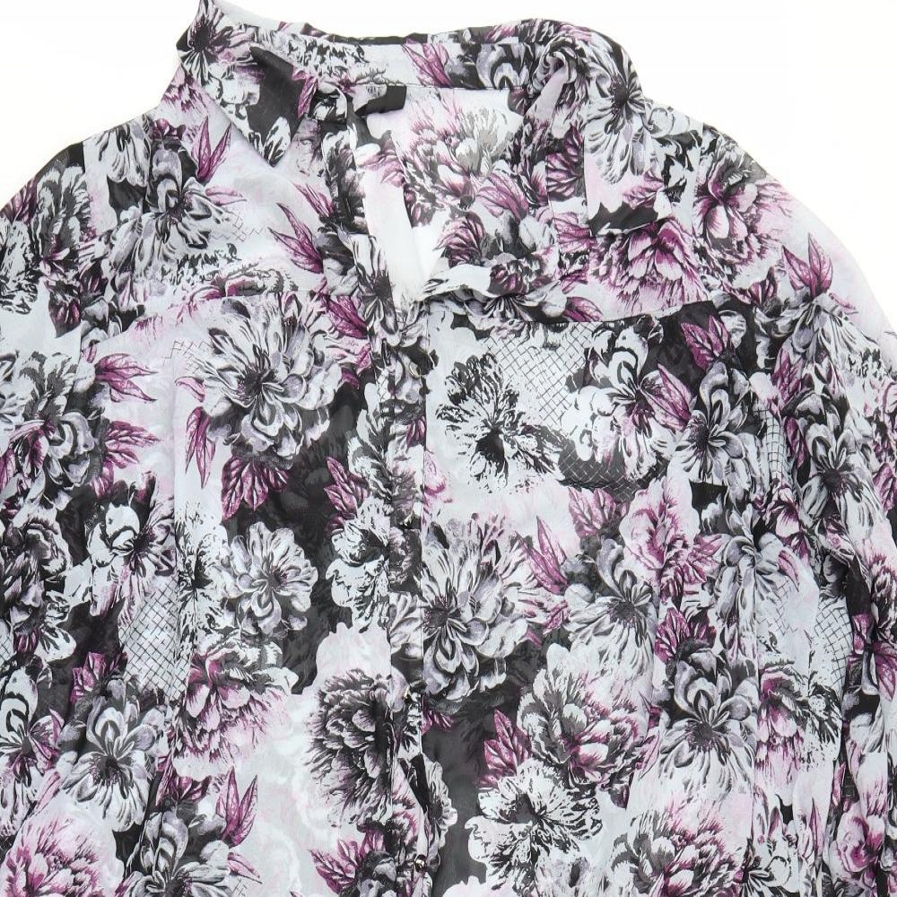 Preworn Womens Blue Floral  Tunic Blouse Size 26