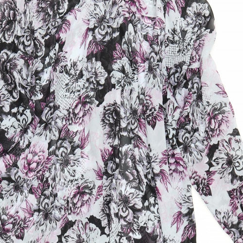 Preworn Womens Blue Floral  Tunic Blouse Size 26