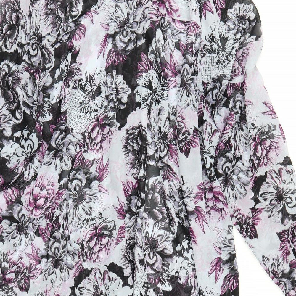 Preworn Womens Blue Floral  Tunic Blouse Size 26