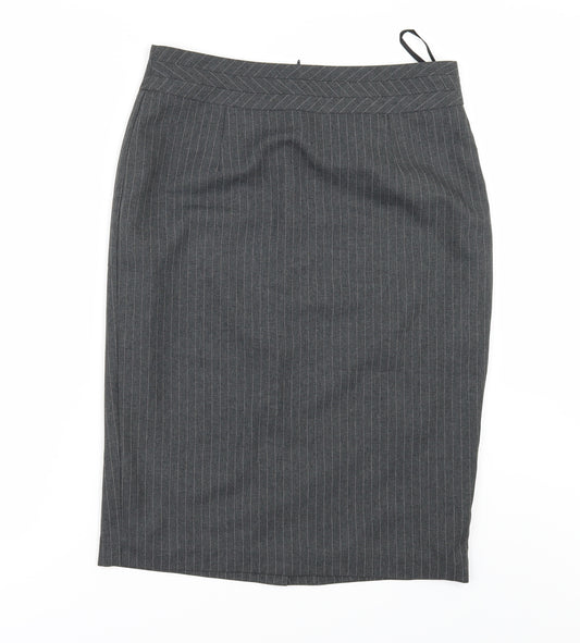 Front view of BHS women’s grey a-line skirt, size UK 10