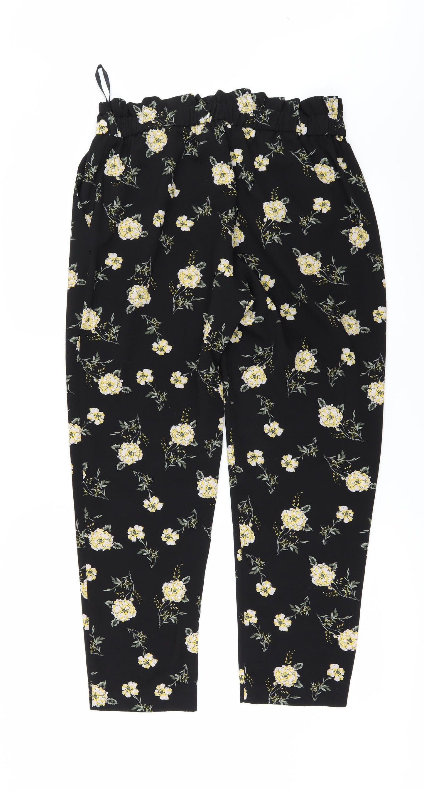 Primark Womens Black Floral  Trousers  Size 12 L29 in
