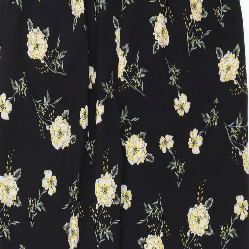 Primark Womens Black Floral  Trousers  Size 12 L29 in