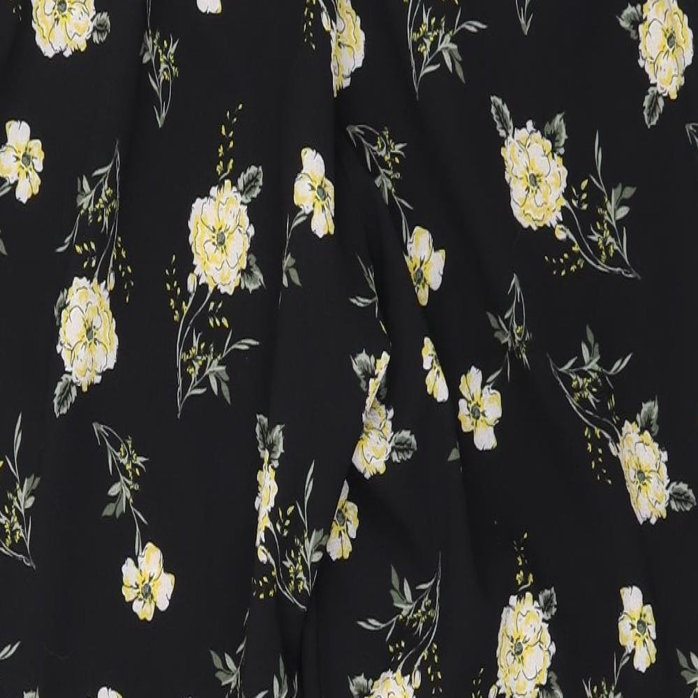 Primark Womens Black Floral  Trousers  Size 12 L29 in
