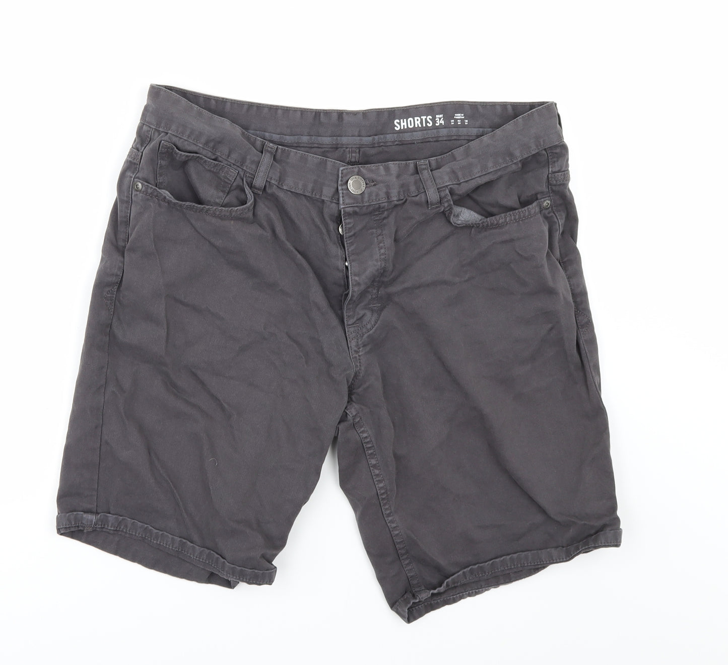 F&F Mens Black  Denim Chino Shorts Size 34 in